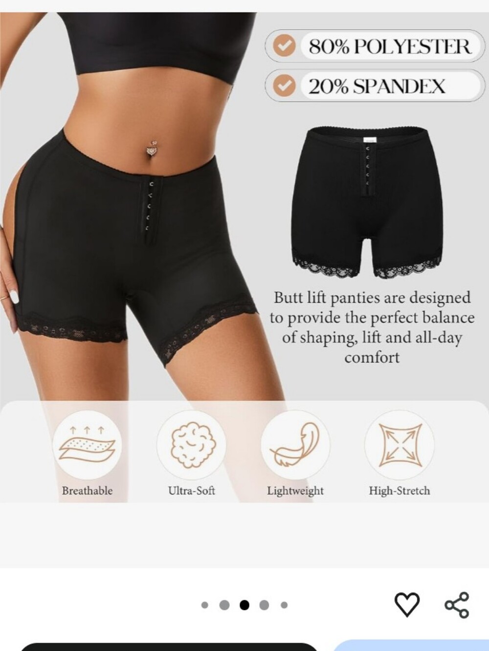 Yakartary NWOT Butt Lifting Boy Short Underwear